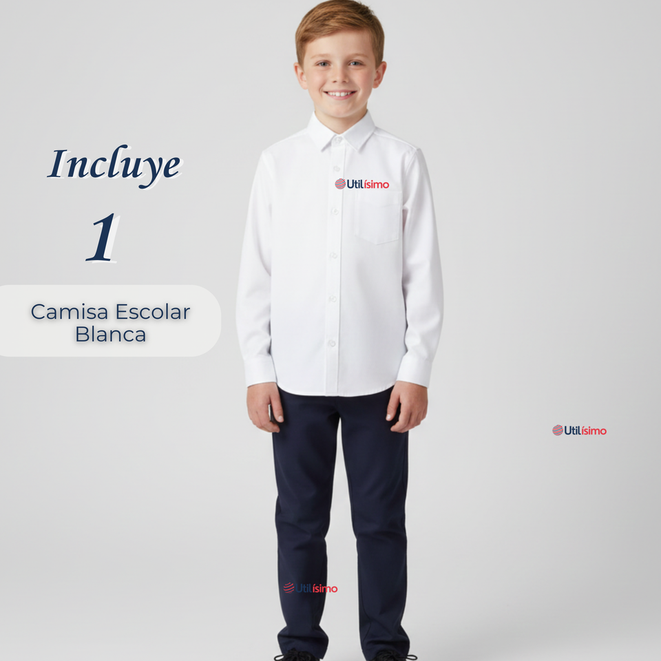 Camisa Colegio Escolar Manga Larga Para Niños