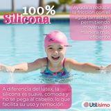 Gorro Gorra Natación Baño Silicona Color Rosado 3 Años En Adelante