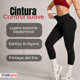 Calza Lola Polar Térmica Sin Costura Tiro Alto Elasticada Negra