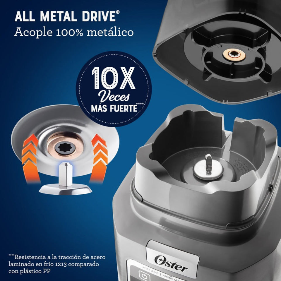 Licuadora Profesional Oster® XTREME MIX con iBLEND y MAX CRUSH con Tecnología Reversible, Vaso Blend-N-Go BLSTXPG-BGW