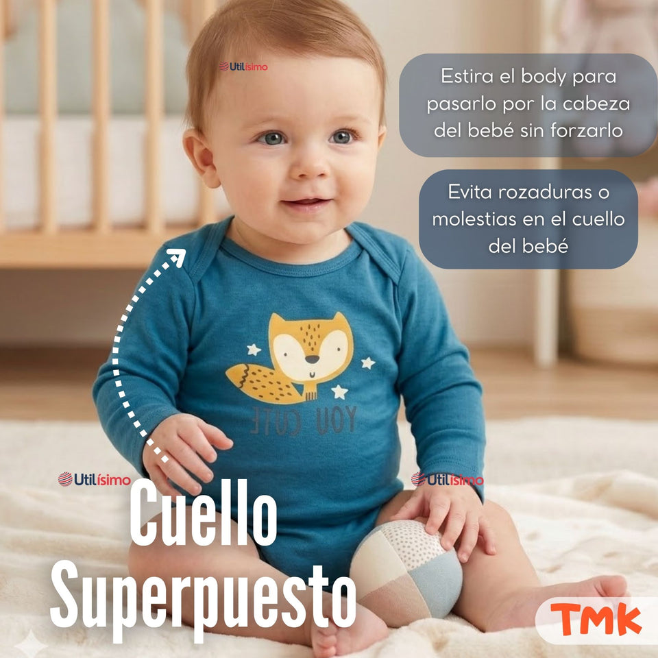 Pack 5 Bodys Manga Larga 100% Algodón Tedmimak Sweet Nature Bebé Niño