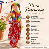 Pack 6 Trajes Páscuense Pareo Hawaiano Surtido Niña Con Accesorios