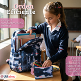 Mochila Escolar + Estuche + Lonchera 43cm Tela Oxford Azul Oscuro Niña