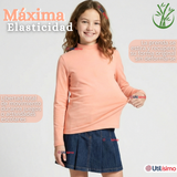 Pack 3 Poleras Camisetas Bambú Salmón Cuello Beatle Primera Capa  Manga Larga Niña