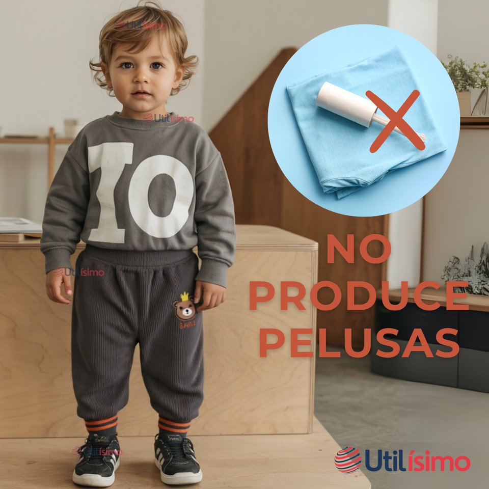 Buzo Cotelé Bebé Niño Forrado en Polar Gris Pantalón