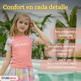 Traje De Baño Manga Corta y Pantalón Corto Con Falda 2 Piezas Niña de 6 a 13 Años Sea Beach