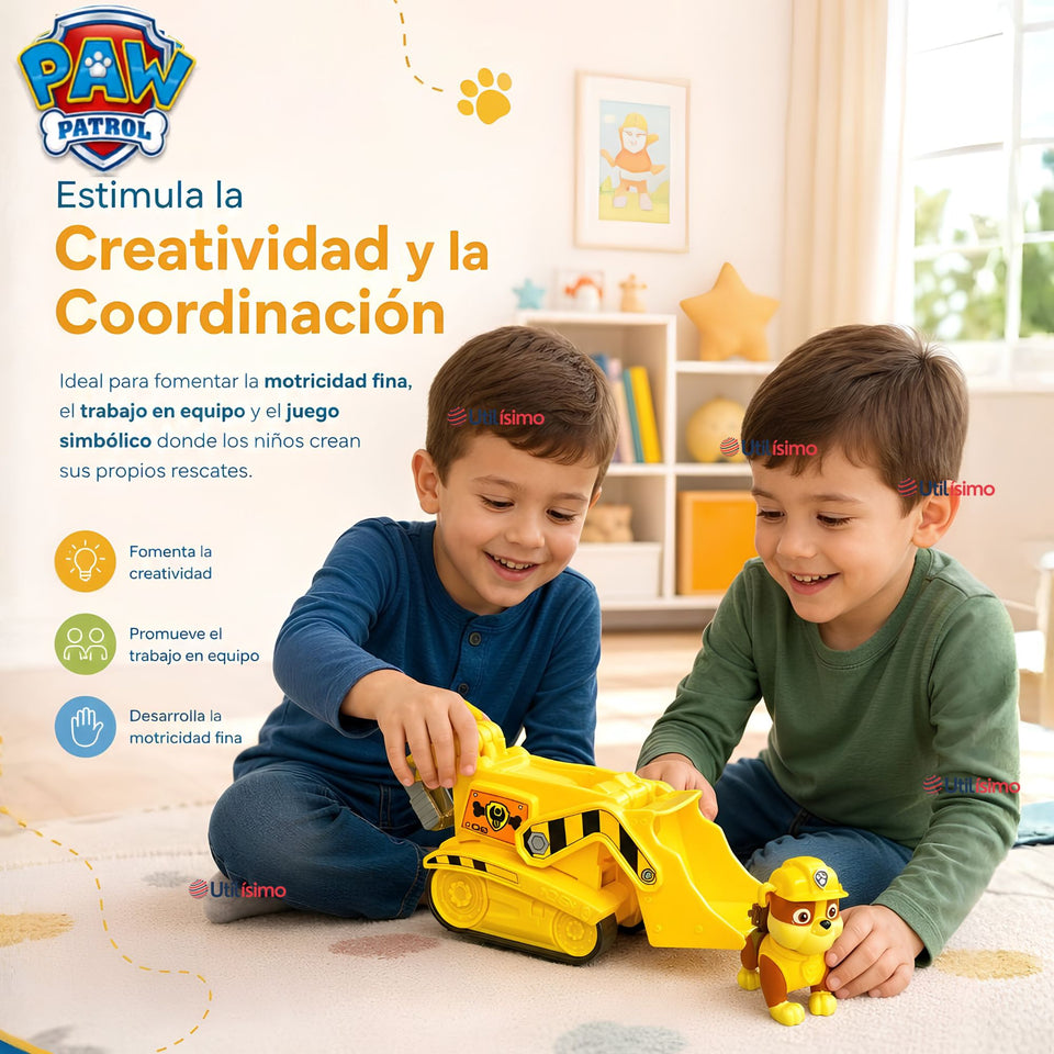 Paw Patrol Bulldozer de Rubble Excavadora Juguete Niños