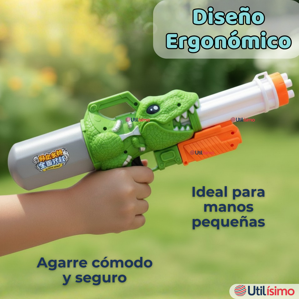 Pistola Lanza Agua Dinosaurio Color Verde Juguete 40cm Niño