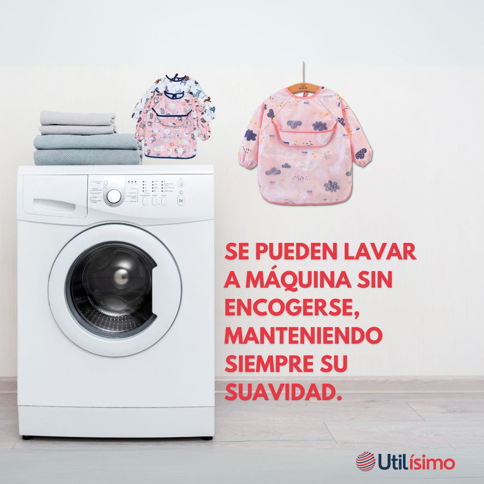 Pack 6 Babero Delantal Impermeable Premium Con Mangas Larga Para Bebe Y Niña