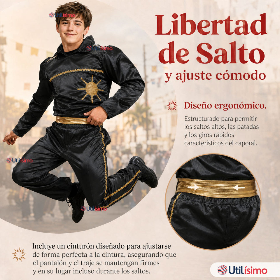 Traje Típico Caporal Negro Danza Tradicional Fiestas Patrias