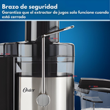 Oster® Extractor de Jugos, con 2 Velocidades + Pulso, y Fácil de Limpiar, Negro y Plateado, FPSTJE320S