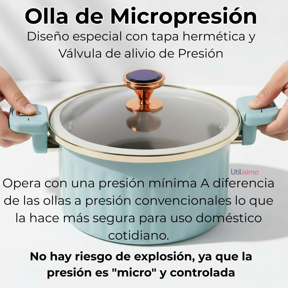 Olla de Micro Presión Esmalte Antiadherente Capacidad 10 Litros Color Azul