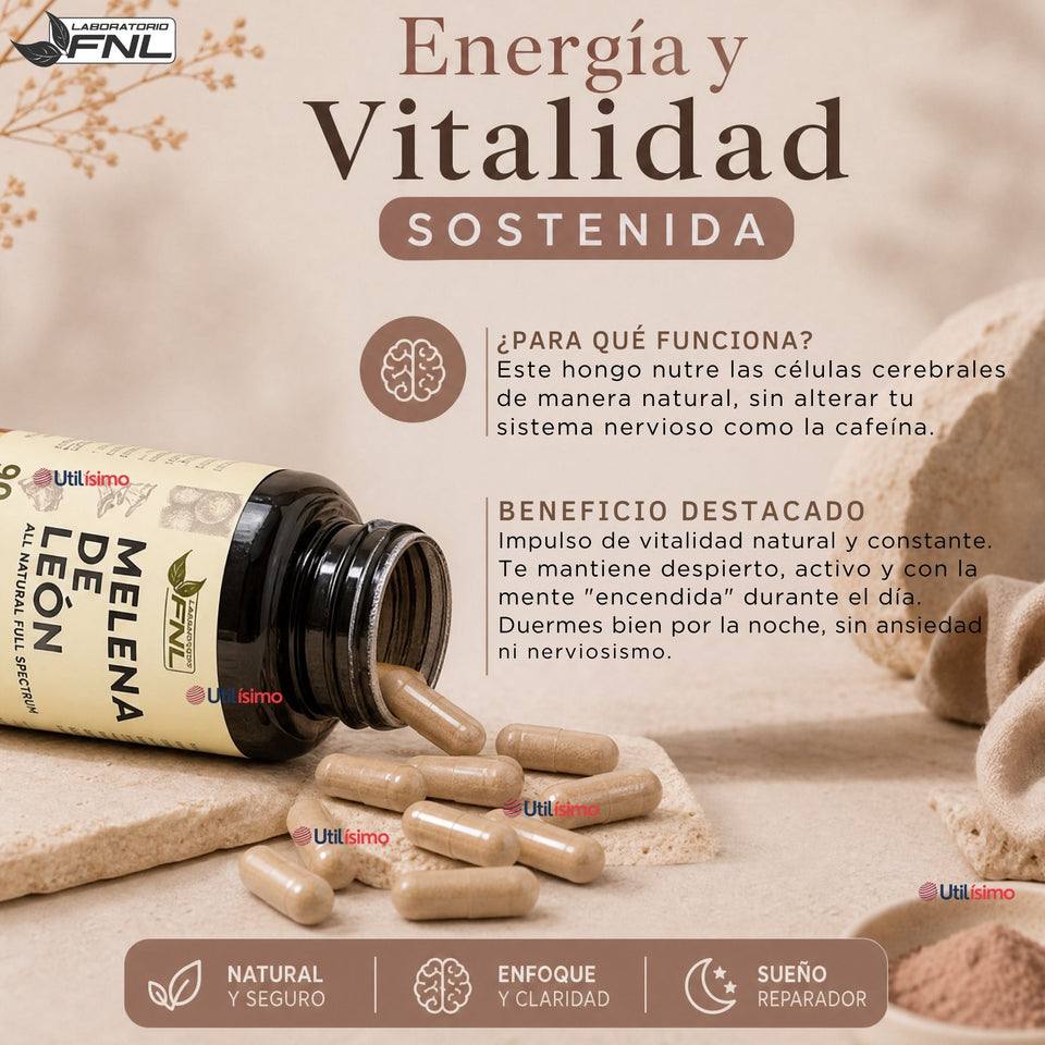 Melena De León FNL 90 Cápsulas Sabor Natural