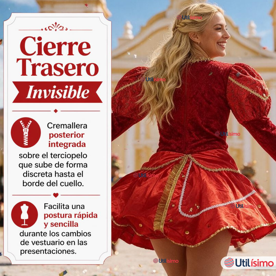 Traje Caporal Típico 2 Piezas Rojo Mujer Fiestas Patrias