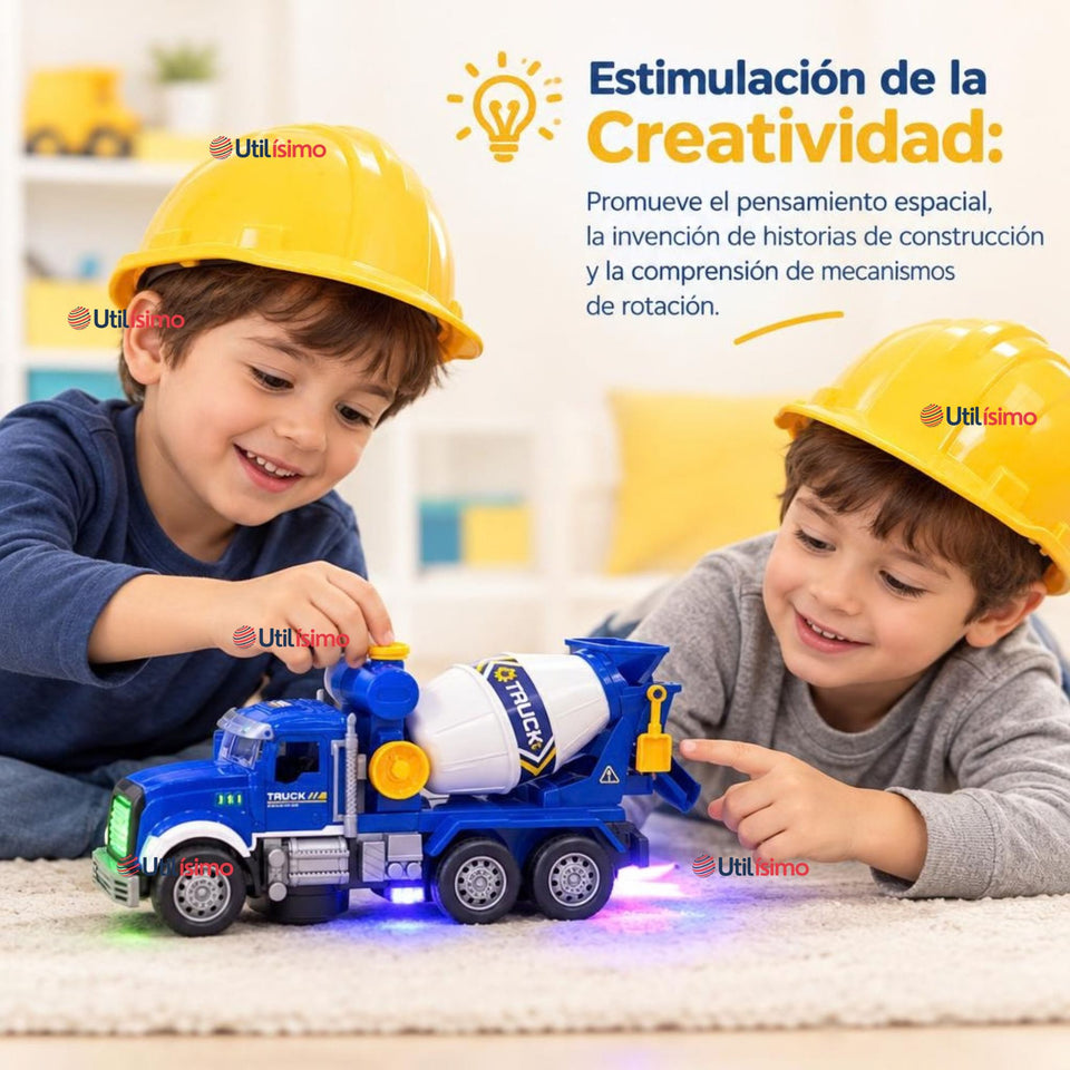 Camión Mixer Azul Juguete Infantil Camión De Luces y Sonidos Interactivo Niño