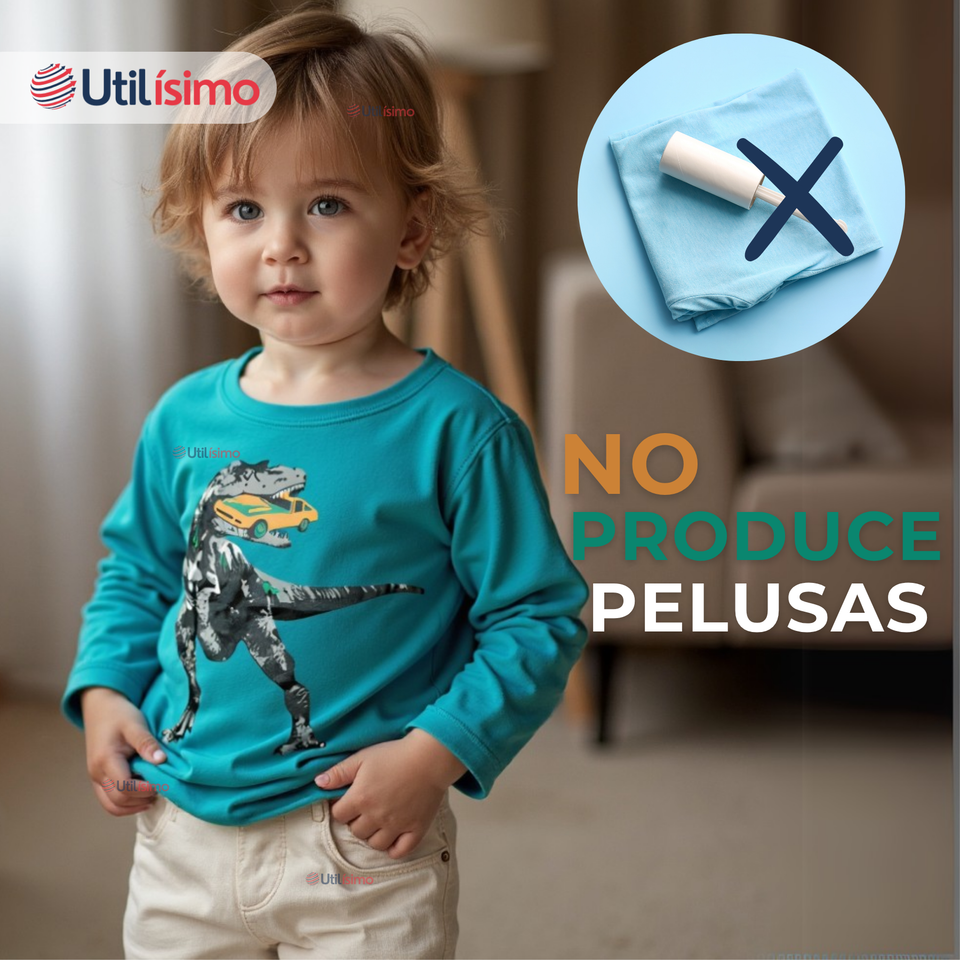 Polera Manga Larga Niño 100% Algodón Dinosaurio Verde Camiseta
