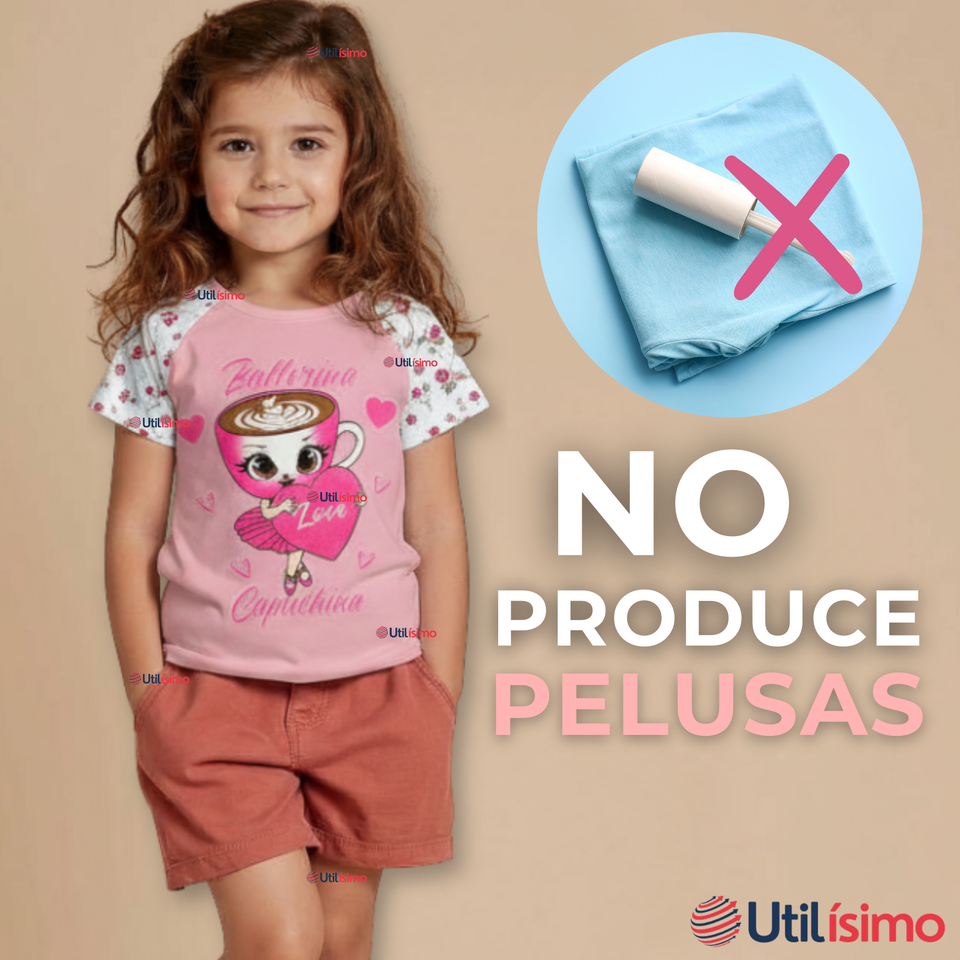 Polera Brainrots 100% Algodón Manga Corta Niña Tralalero Rosado