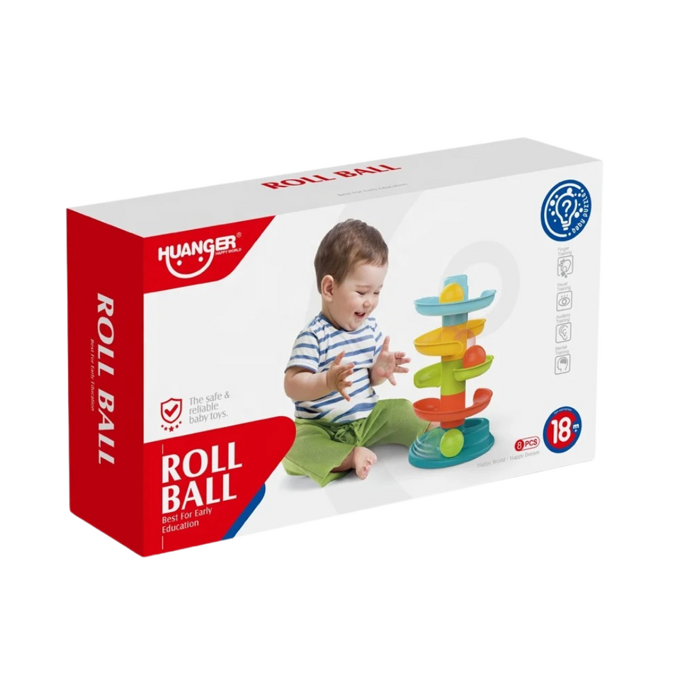 Juego Didáctico Torre 30Cm Pista Tobogán Pelota Bebé Huanger Multicolor