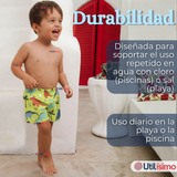 Short De Playa Para Niños Traje De Baño Pantalón Corto Amarillo Dinosaurios