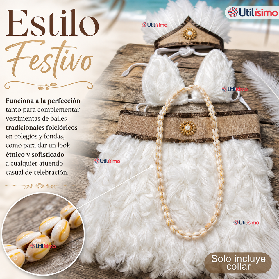 Pack 3 Collares Pascuenses De Conchitas Rapa Nui Unisex Fiestas Patrias