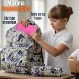 Mochila Escolar Con Estuche 46cm Poliéster Impermeable Niña Juvenil