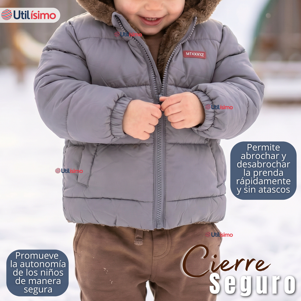 Parka Osito Con Capucha Manga Larga Gris Niño Infantil
