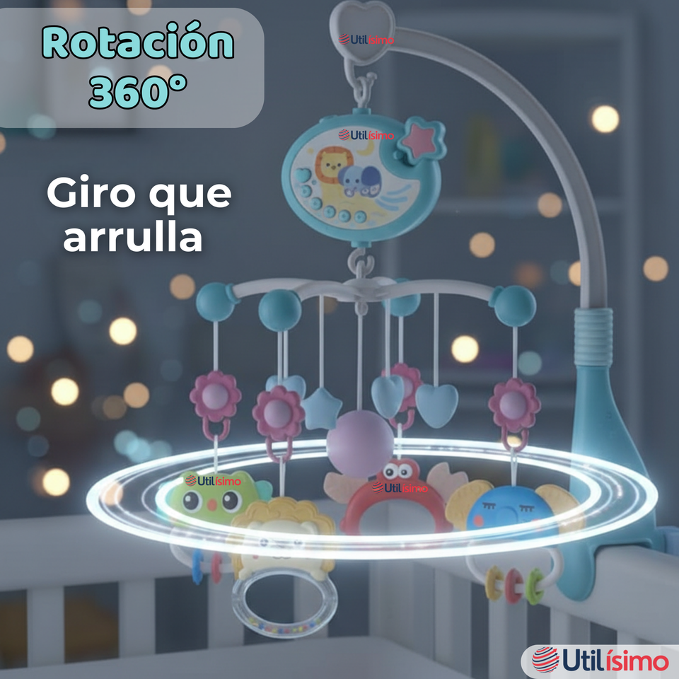 Móvil Giratorio Musical Proyector De Luces Más Control Para Cuna Bebé