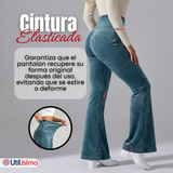 Pantalón Cotelé Palazzo Polar Con Chiporro Elasticado Térmico Verde Agua