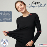 Camiseta Polera Polar Primera Capa Negro Manga Larga Mujer