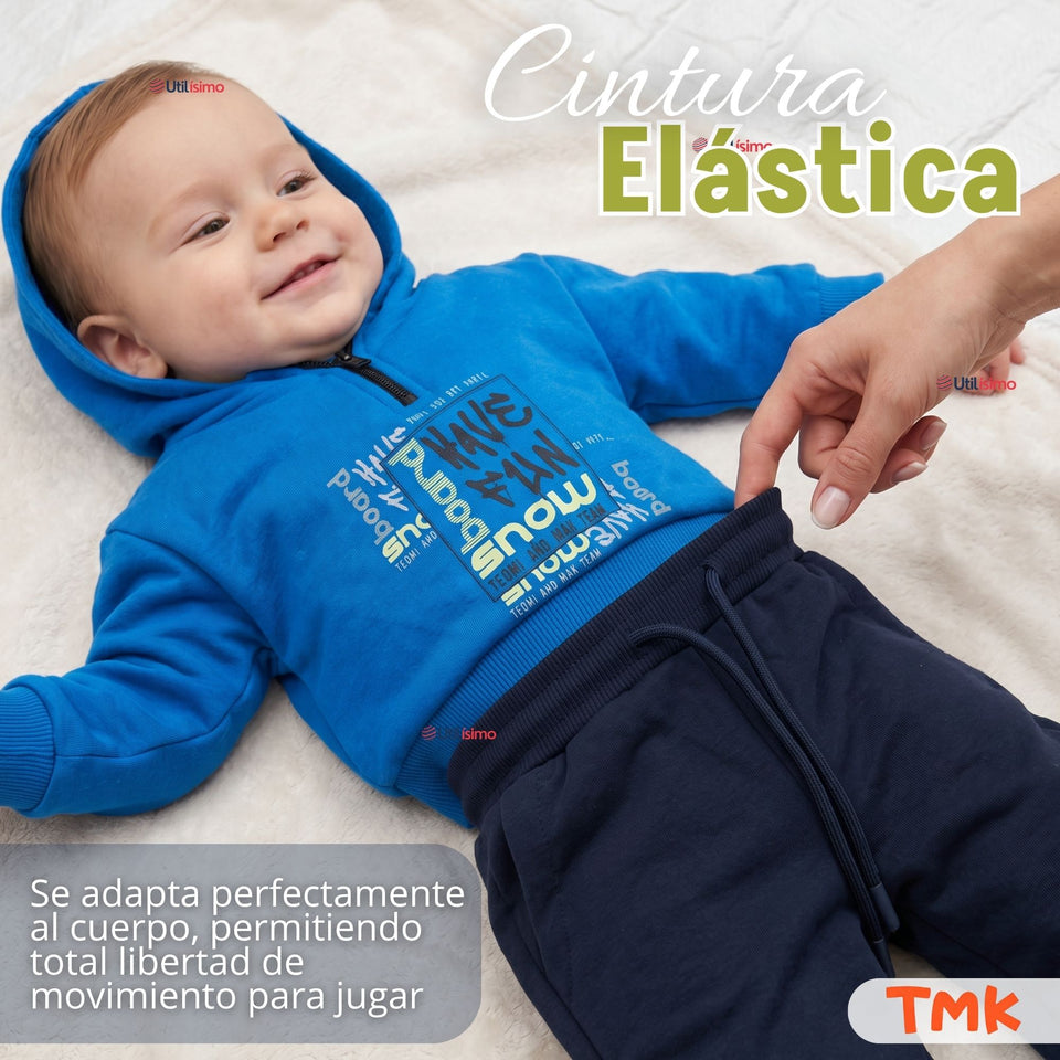 Conjunto Buzo Polerón 2 Piezas Bebé Niño Tedmimak Fun Blue