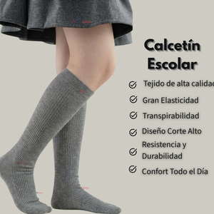 Calcetín Escolar Largo Acrílico Gris Niñas