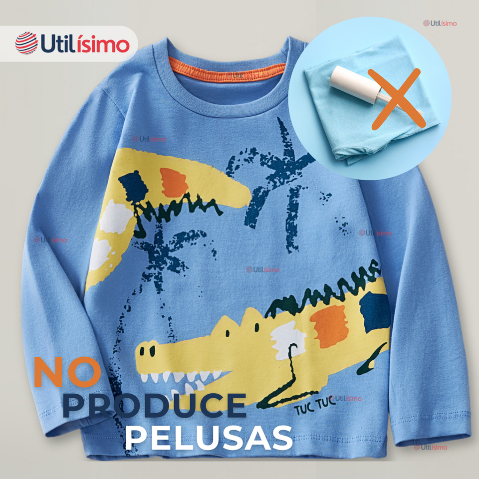 Polera Manga Larga Niño 100% Algodón Cocodrilo Azul Camiseta