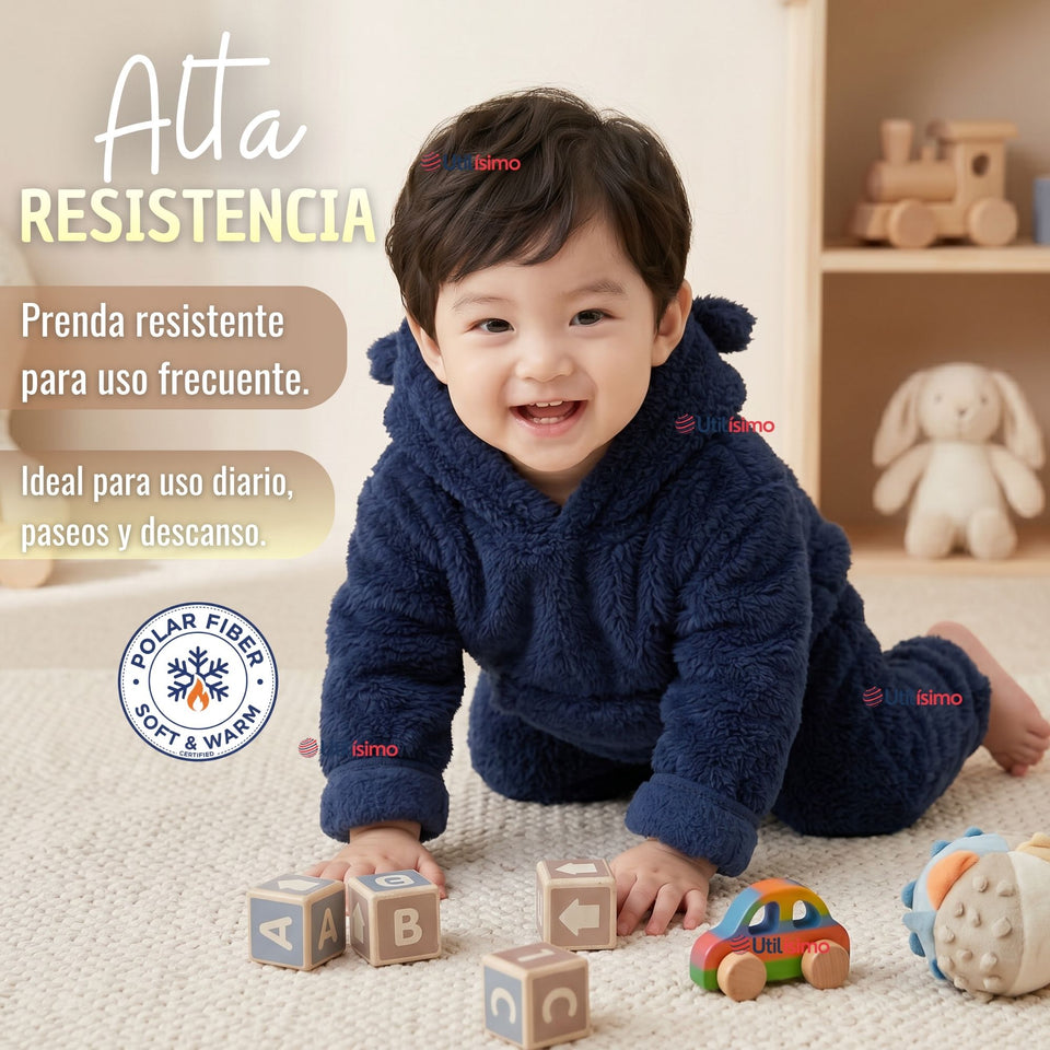 Buzo Polerón Conjunto Polar Niño Unicolor Azul