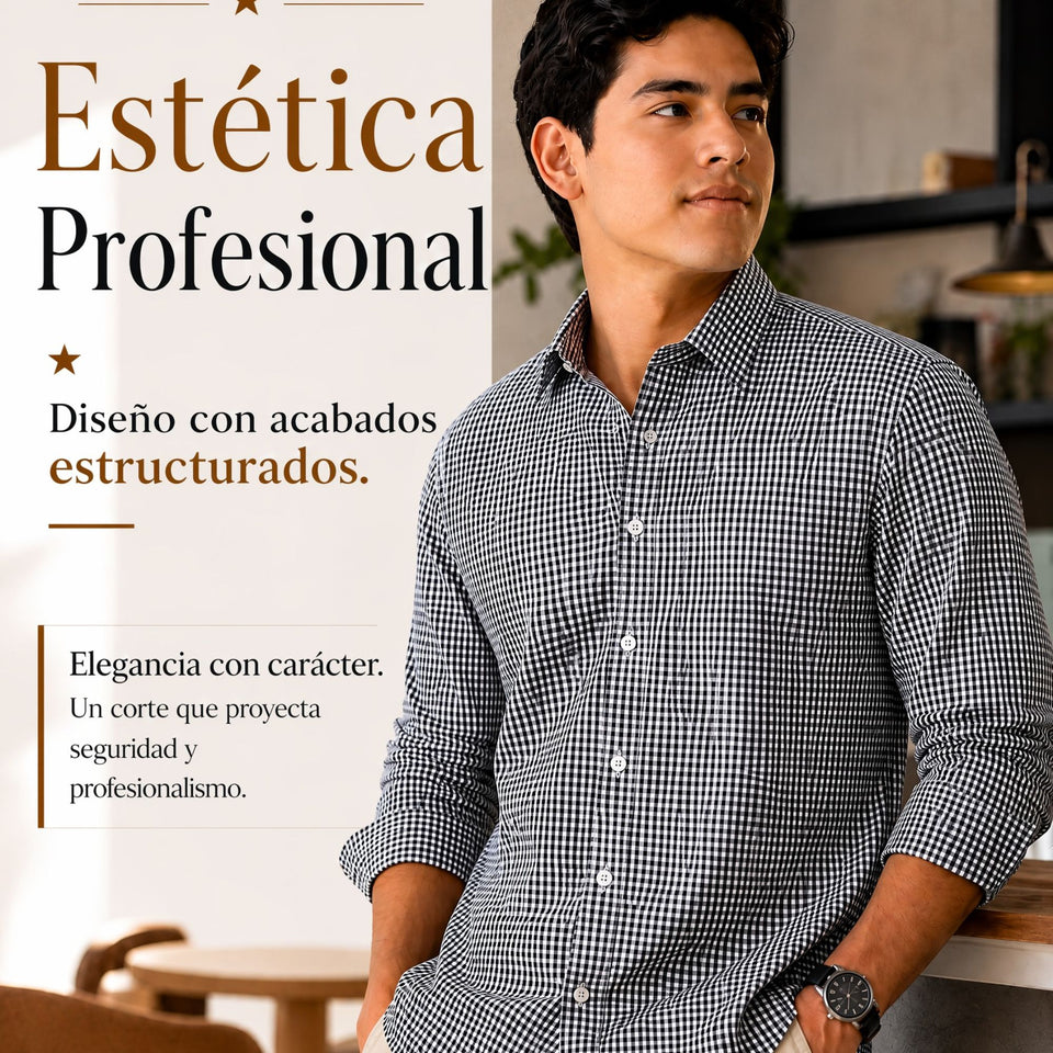 Camisa Cuadrille Hombre Blanco Azul Clásica Regular Fit