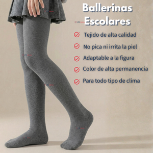 Pack 6 Panty Ballerinas Elasticadas Escolares Niña Algodón Gris