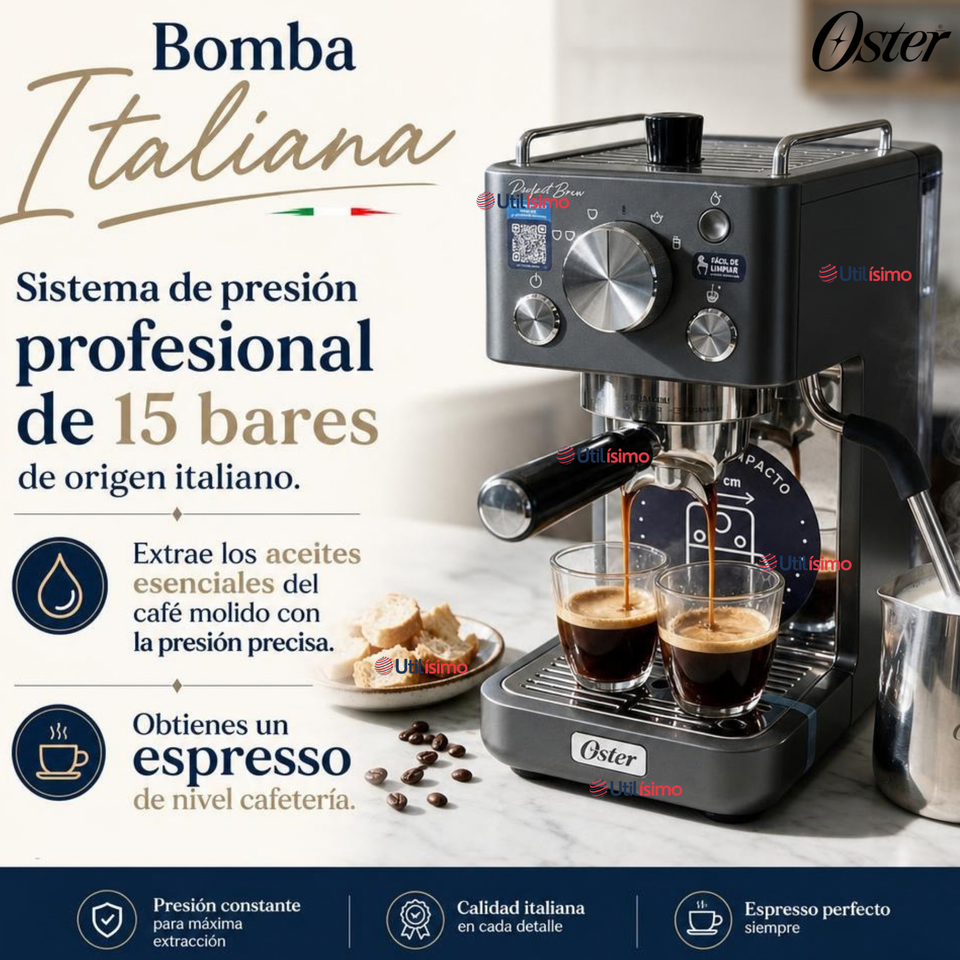 Cafetera Espresso Oster® Perfect Brew Compacta 15 Bares BVSTEM7201-052