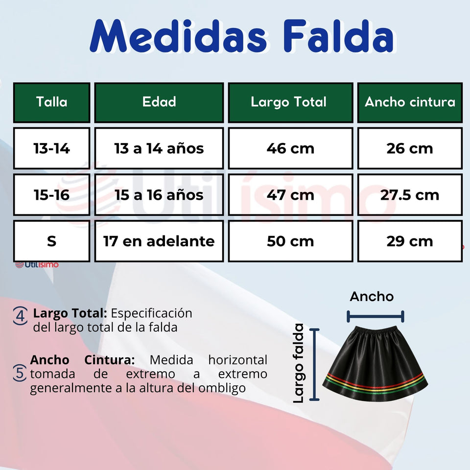 Traje Nortino Juvenil Con Polera 4 Piezas Negro Baile Típico Fiestas Patrias