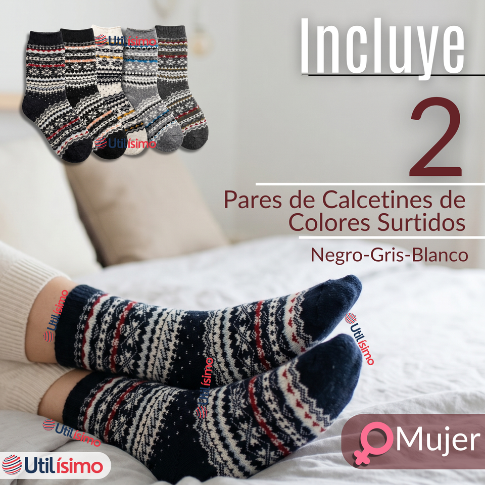 Pack 2 Calcetines Toalla Grueso Mujer Frío Surtidos Invierno