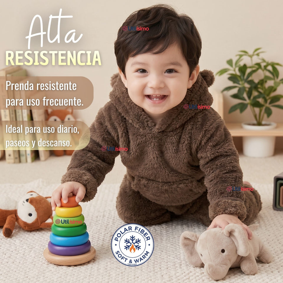 Buzo Polerón Conjunto Polar Niño Unicolor Café Oscuro