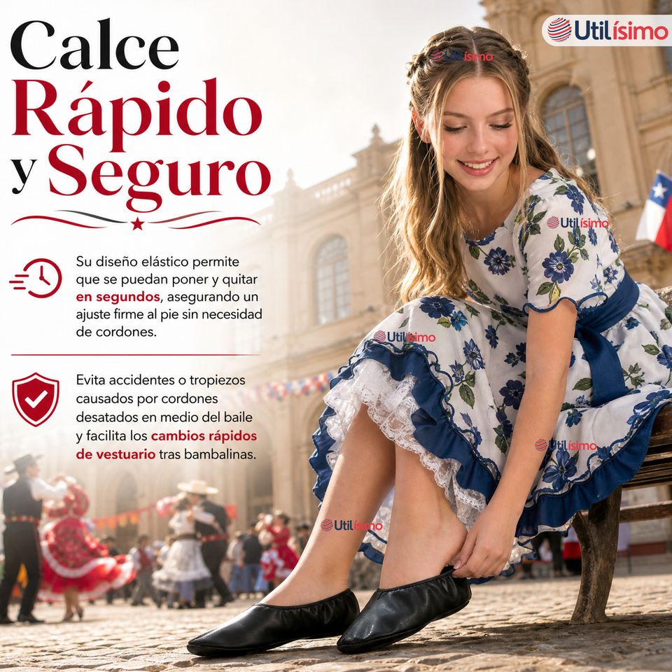 Zapatillas Chicle Negras Juvenil Bailes Danza Fiestas Patrias Talla 36-41