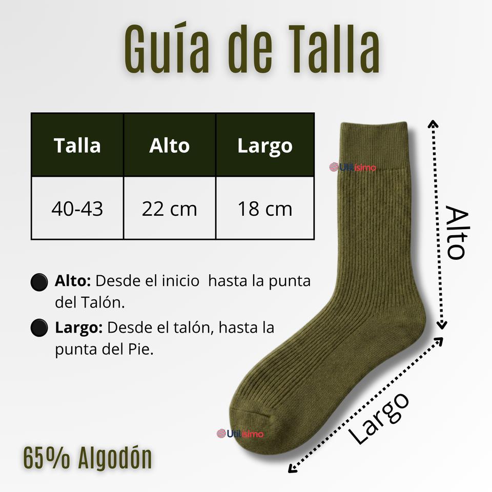 Pack 3 Pares Calcetines Táctico Militar Verde 65% Algodón Transpirables