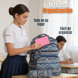 Mochila Escolar Con Estuche 46cm Poliéster Impermeable Niña Juvenil