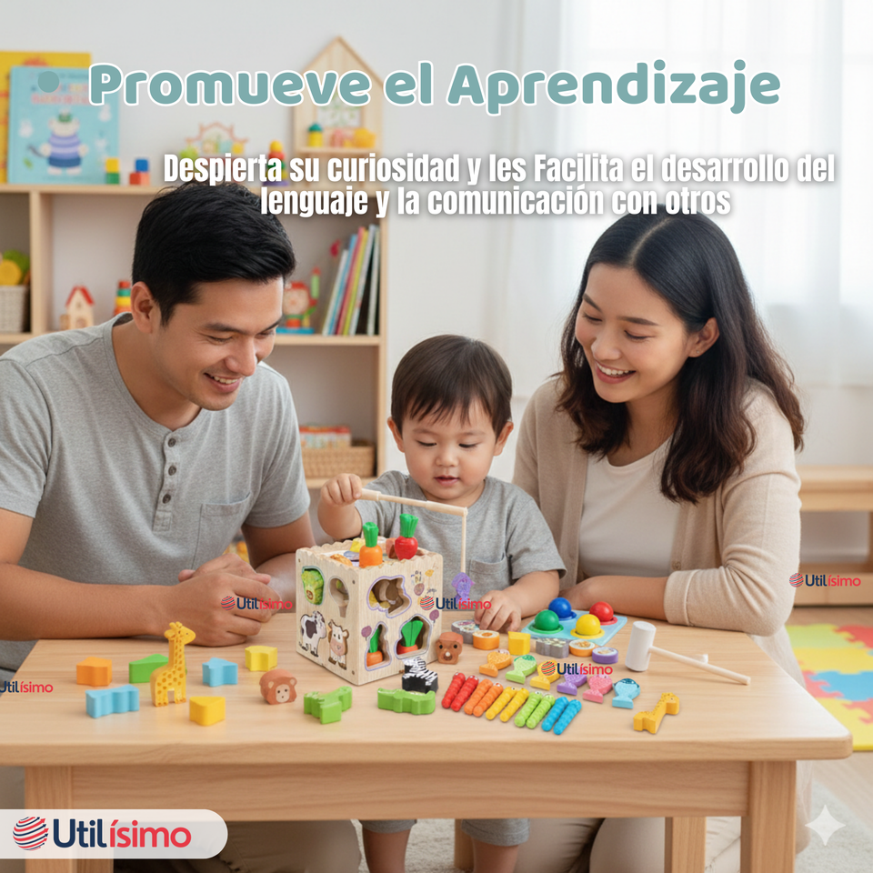 Cubo Didáctico Montessori Niño o Niña Juguete Multifuncional Madera Bebe Infantil