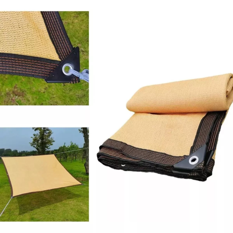 Malla Sombreadora Toldo Vela Rectangular 4x6m Hdpe Beige Protección UV