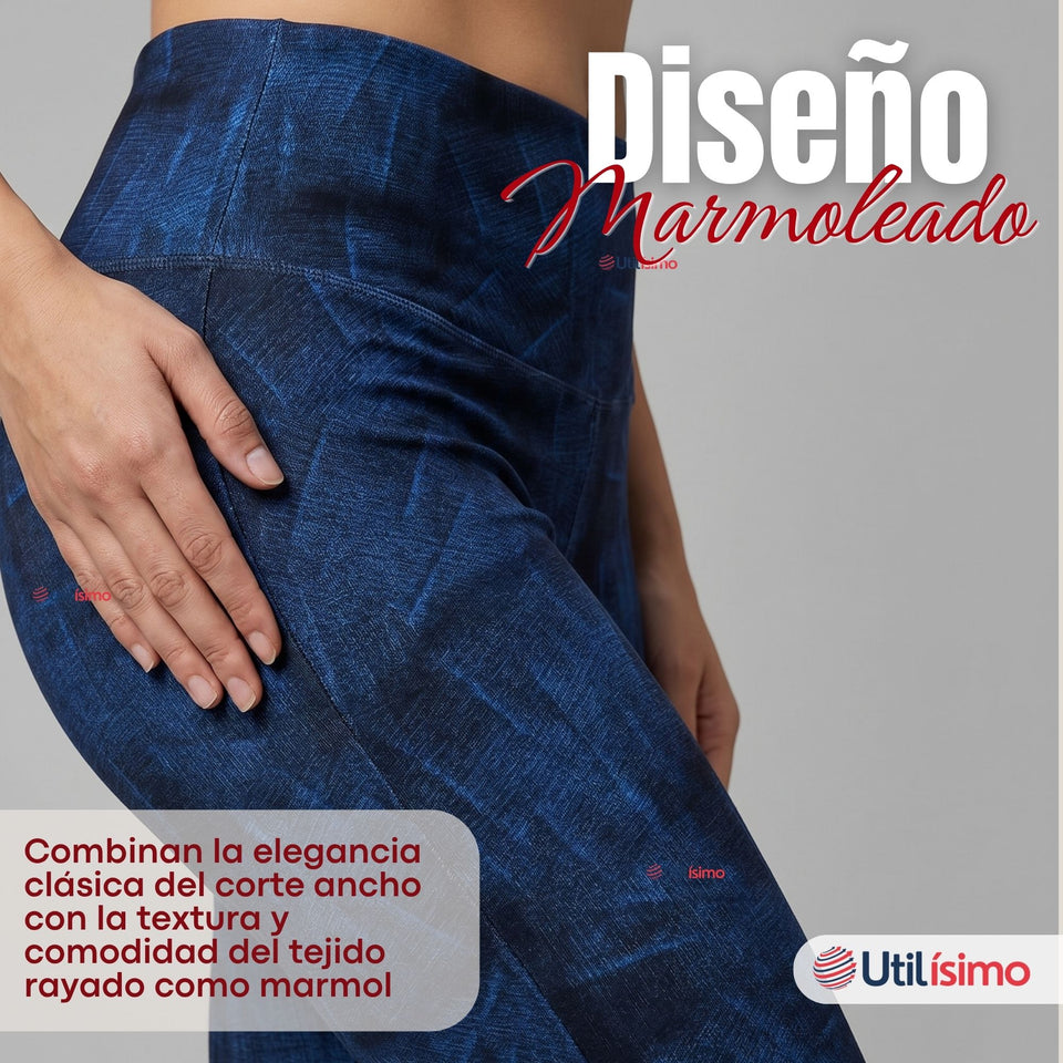Calza Polar Con Chiporro Palazzo Mujer Elasticada Térmica Azul
