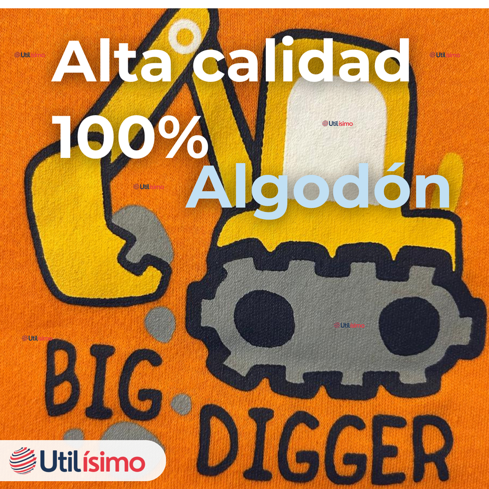 Pack 4 Bodys Niño Manga Corta Tedmimak 100% Algodón Baby Builders in Action