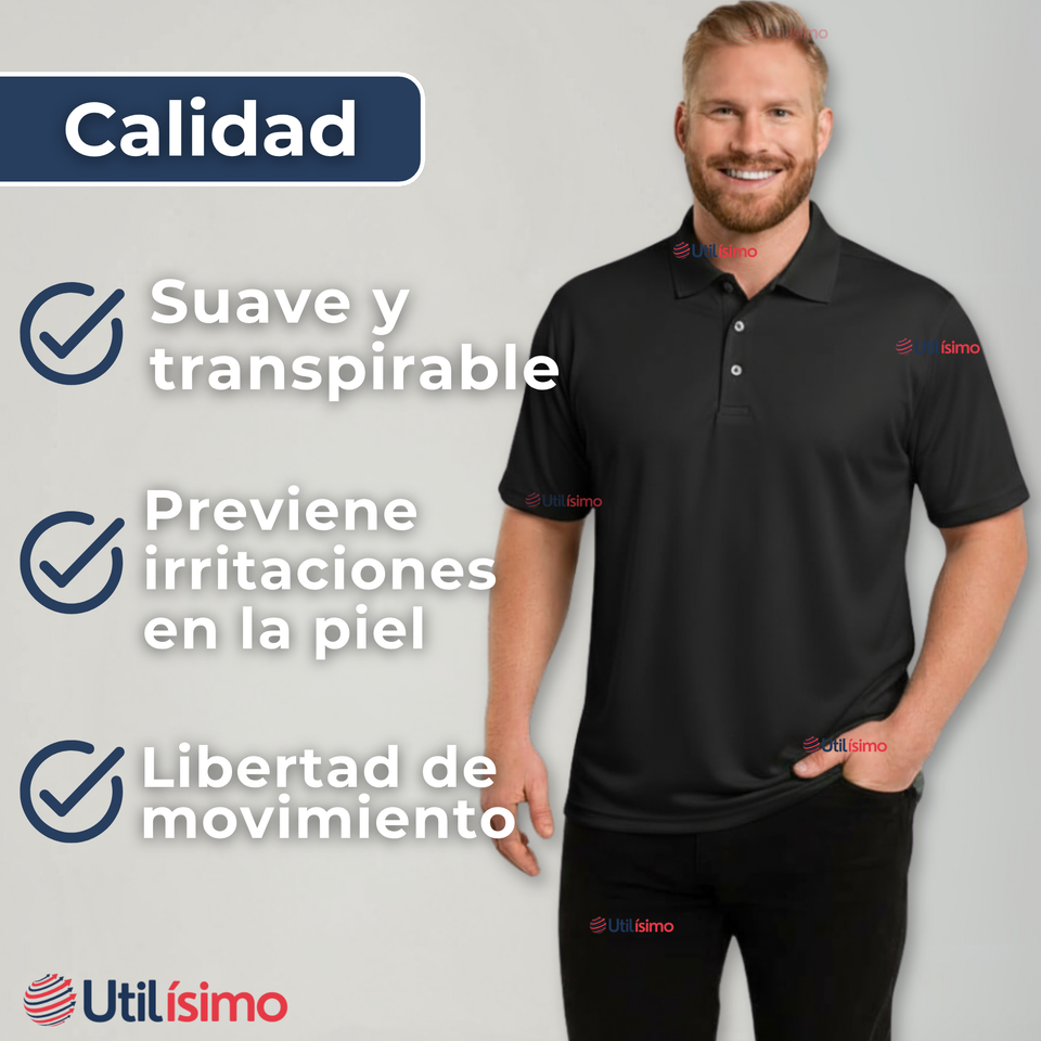 Polera Pique Premium 200g Manga Corta 100% Algodón Textura Suave Chemise Negro Hombre