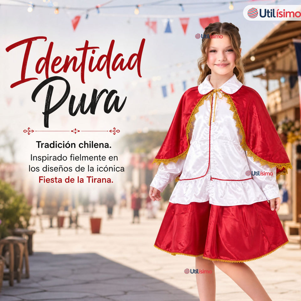 Traje Tirana Diablada Rojo 3 Piezas Niña Baile Típico Fiestas Patrias