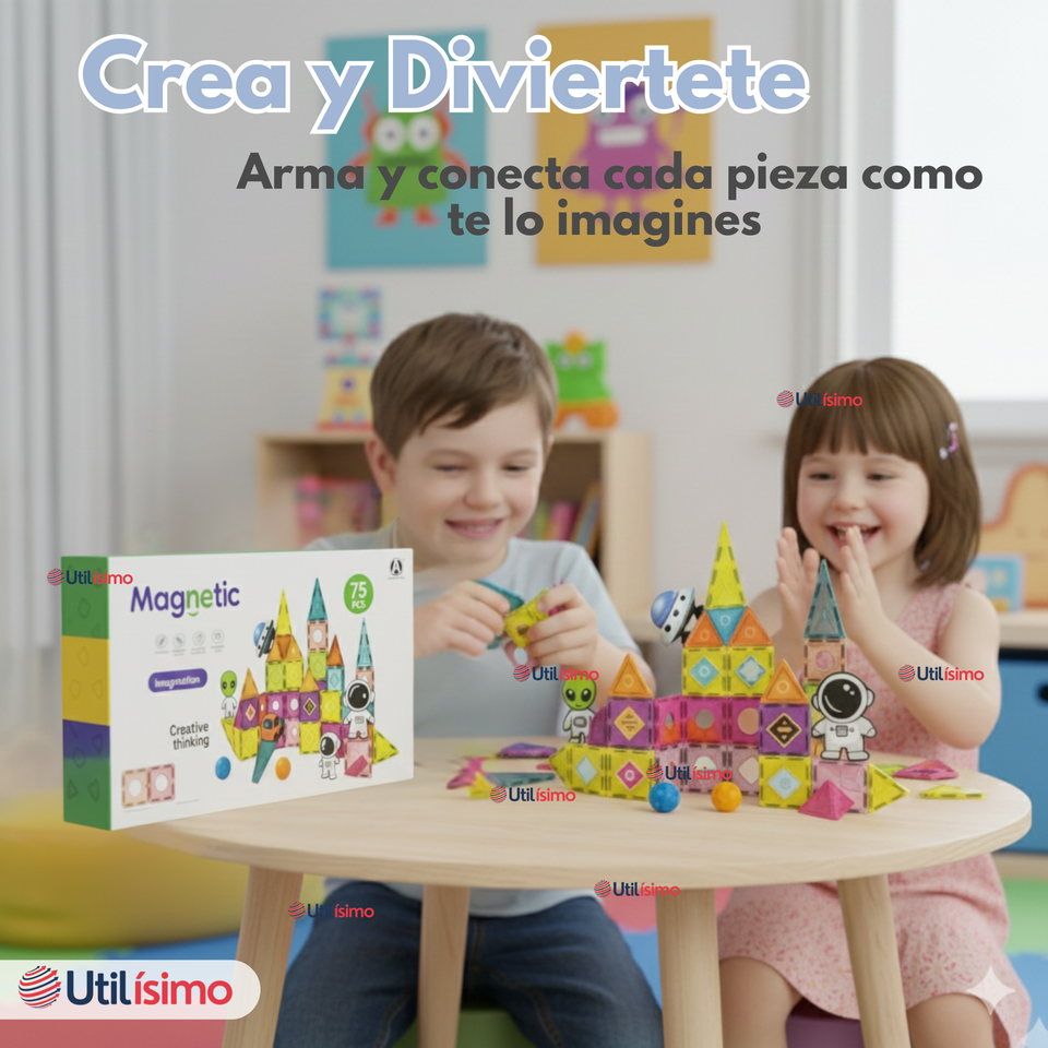 Juego Bloques De Construcción Magnéticos 3D 70 Piezas para Niños
