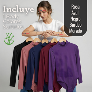 Body Manga Larga Bambú Cuello Alto Beatle Mujer Colores Surtidos